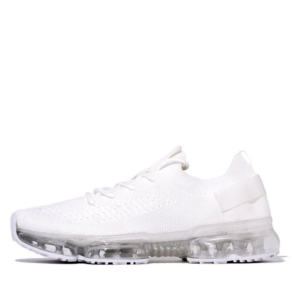 NEW🔥White Lace-Up Stretch Knit Clear Bubble Air Cushion Sneaker Running/Walking - Picture 8 of 10